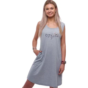 Dámské noční prádlo Šedá dámská noční košilka bez rukávů CITY life 1XL-4XL 1C4009 šedá 2xl