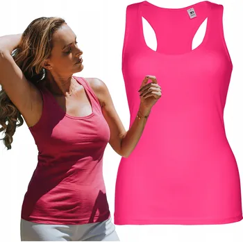 Dámské tričko TRIČKO dámské přiléhavé tílko na ramínka boxer střih růžové M