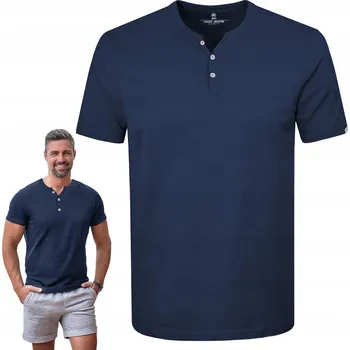 Pánské tričko Pánské tričko s výstřihem do V Tmavě MODRÉ Bavlněné NOEL M Pako Jeans