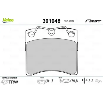 Brzdová destička Sada brzdových destiček, kotoučová brzda VALEO 301048