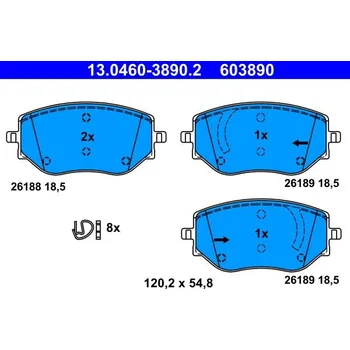 Brzdová destička Sada brzdových destiček, kotoučová brzda ATE 13.0460-3890.2