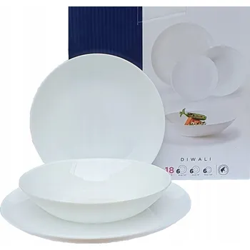 Talíř Jídelní servis pro 6 osob s 18 prvky, bílý Diwali Luminarc