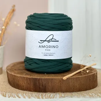 Příze Amorino Fios Textilní špagáty Amorino Fio - Premium 26mm Verde Musgo