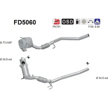 Filtr pevných částic Filtr sazových částic, výfukový systém AS FD5060