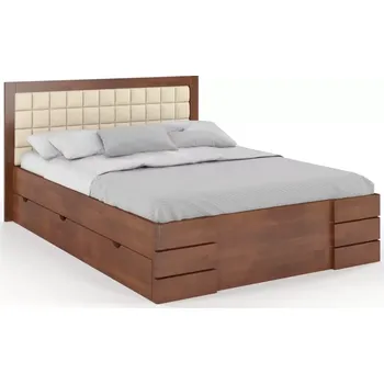 Postel Visby Čalouněná postel Gotland High Drawers s úložným prostorem, buk (Barva dřeva: Ořech, Rozměr: 120x200 cm, Barva látky: Casablanca 2301)