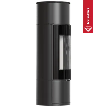 Krbová kamna Kratki Kamna na dřevo AMBLER Ø 150 7 kW černá Thermotec, rukojeť z dřeva