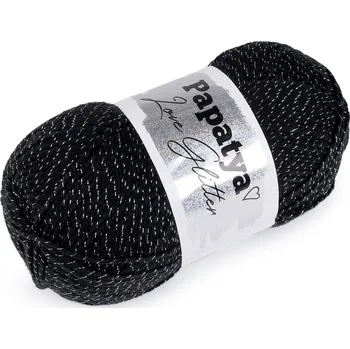 Pletací příze Papatya Love Glitter 100 g Varianta: 5 (2000) černá stříbrná, Balení: 1 ks