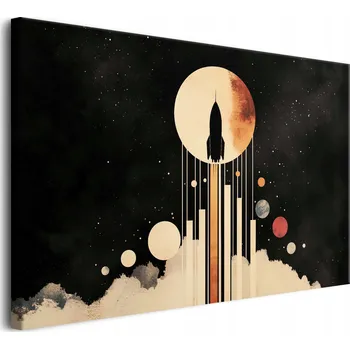 Obraz Obraz na plátně Raketa v Kosmu Retro styl Unikátní dekorace na zeď