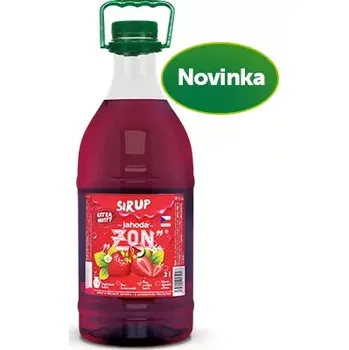 Sirup ZON Jahoda Extra silný sirup ZON s příchutí malina. Kvalitní sirup s doporučeným ředěním 1:13.. 3,0 L