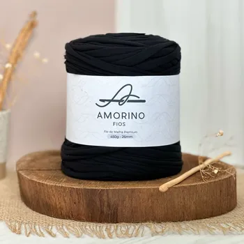 Příze Amorino Fios Textilní špagáty Amorino Fio - Premium 26mm Preto