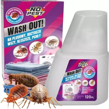 Přípravek proti hmyzu Prací prostředek na roztoče, vajíčka štěnic, vši, blechy, klíšťata Wash Out! 120ml