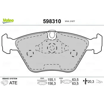 Brzdová destička Sada brzdových destiček, kotoučová brzda VALEO 598310