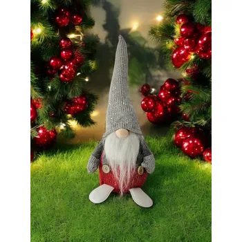 Vánoční dekorace VÁNOČNÍ SKŘÍTEK trpaslík GNÓM Mikuláš ozdoba dekorace DÁREK 42 cm