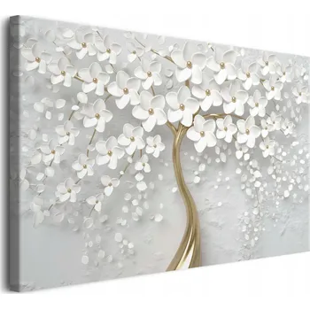 Obraz Obraz na plátně nástěnné obrazy do ložnice strom bílé květy 80x120cm