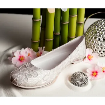 Dámské lodičky Svatební krajkové balerínky - bílé Velikost obuvi: 34