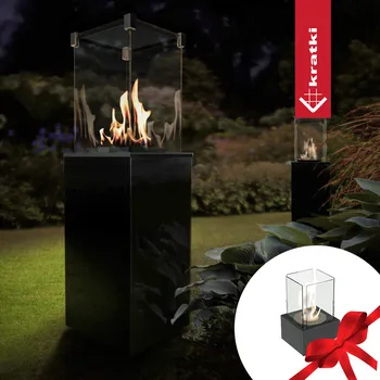 Přímotop Kratki PLYNOVÝ OHŘÍVAČ NA TERASU ČERNÝ SKLENĚNÝ PANEL + BIO