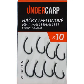 Rybářský háček 10ks - Háček teflonový bez protihrotu UnderCarp Curve Shank Velikost 6