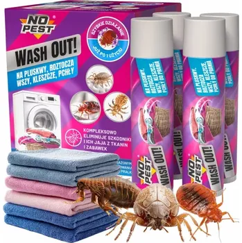 Přípravek proti hmyzu Prací prostředek na roztoče, vajíčka štěnic, vši, blechy, klíšťata Wash Out! 4x20ml