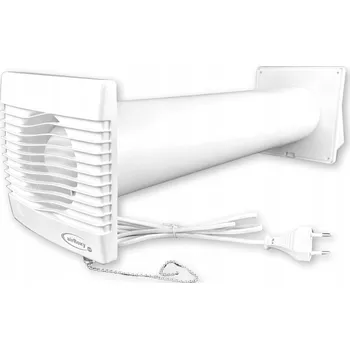 Domácí ventilátor Ventilační Sada Nástěnný Odtahový Ventilátor BÍLÝ fi 150 se Zástrčkou