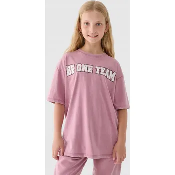 Dívčí tričko 4F dívčí tričko s potiskem - růžové 140 (9-10 let)