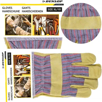 Pracovní rukavice Rukavice Dunlop, hovězí kůže, velikost 10 - XL, 1 pár