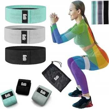 SADA 3 POSILOVACÍCH GUM HIP MINI BAND LÁTKOVÉ GUMY SILNÉ FITNESS POPRUHY