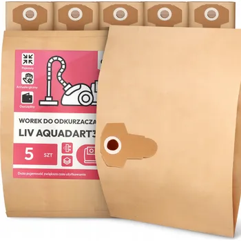 Sáček do vysavače 5x SÁČEK do VYSAVAČE Liv AQUADART30 Papírový 2-vrstvý Silný Sáčky 2A