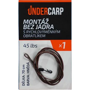 Hotový Návazec UnderCarp Montáž bez jádra s rychlovýměnným obratlíkem 45 lbs / 70 cm hnědá