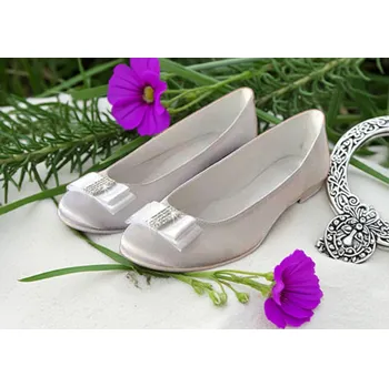 Dámské lodičky Svatební balerínky s ozdobnou mašlí bílé Velikost obuvi: 34