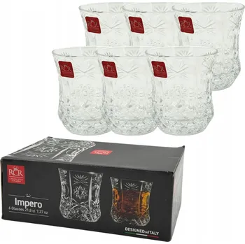 Sklenice SKLENICE NA WHISKY KŘIŠŤÁLOVÉ SKLO ZDOBENÉ RCR IMPERO, SADA 6 KS