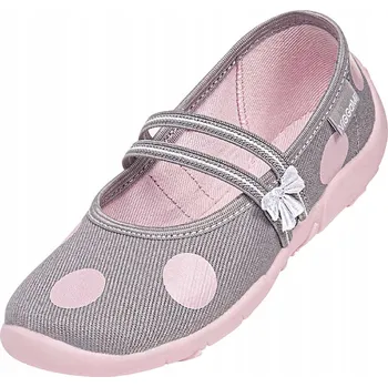 Dívčí bačkory Viggami dětské papuče na suchý zip, šedé, velikost 27