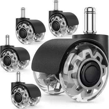 SADA 5 TICHÝCH KOLEČEK Z PU NA KANCELÁŘSKÉ ŽIDLE 11X22MM 360° NA PARKTETY A KOBEREC