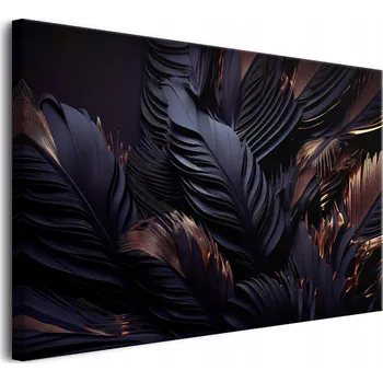 Obraz Moderní obraz na plátně do obýváku Dekorativní černá pírka 60x90