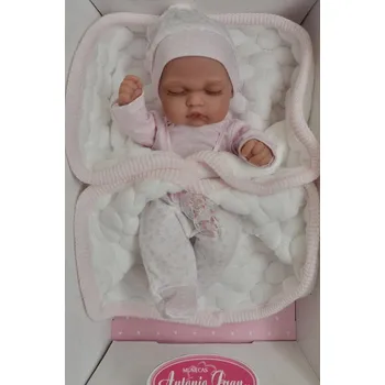 Panenka Realistické miminko Antonio Juan - holčička Luni na prošívané dece (Luni manda acolchada rosa )