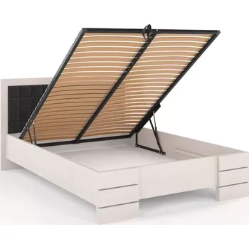 Postel Visby Dřevěná čalouněná postel Gotland High BC, buk (Barva dřeva: Bilá, Rozměr: 120x200 cm, Barva látky: Casablanca 2315)