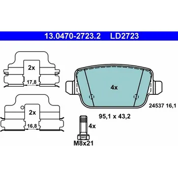 Brzdová destička Sada brzdových destiček, kotoučová brzda ATE 13.0470-2723.2