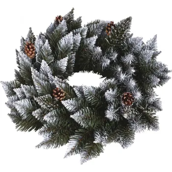 Vánoční dekorace Nohel garden Věneček se šiškami vánoční s bílými konci umělý d40cm