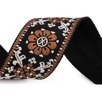 Popruh s výšivkou šíře 50 mm Varianta: 2 hnědá, Balení: 1 m