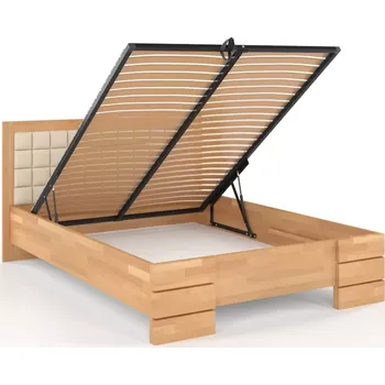 Postel Visby Dřevěná čalouněná postel Gotland High BC, buk (Barva dřeva: Přirodní, Rozměr: 120x200 cm, Barva látky: Casablanca 2301)