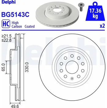 Brzdový kotouč Brzdový kotouč DELPHI BG5143C