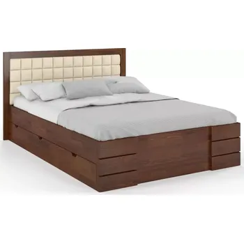 Postel Visby Dřevěná postel s úložnám prostorem Gotland High Drawers, borovice (Barva dřeva: Ořech, Rozměr: 120x200 cm, Barva látky: Casablanca 2301)
