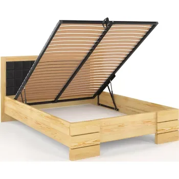 Postel Visby Dřevěná čalouněná postel Gotland High BC, borovice (Barva dřeva: Přirodní, Barva látky: Casablanca 2315, Rozměr: 120x200 cm)