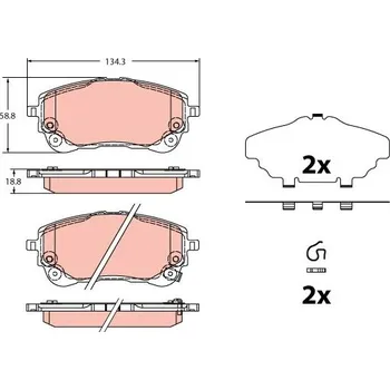 Brzdová destička Sada brzdových destiček, kotoučová brzda TRW GDB2349