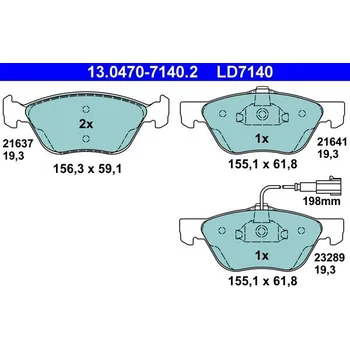 Brzdová destička Sada brzdových destiček, kotoučová brzda ATE 13.0470-7140.2