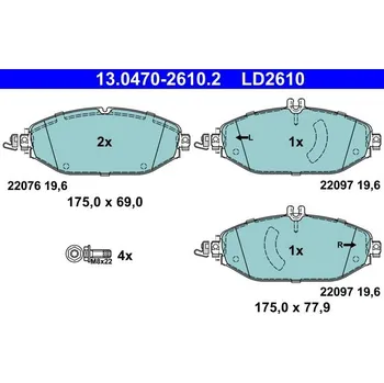 Brzdová destička Sada brzdových destiček, kotoučová brzda ATE 13.0470-2610.2