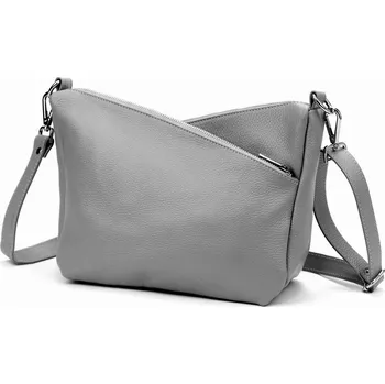 Tříoddílová střední šedá kožená crossbody kabelka Luka no. 51