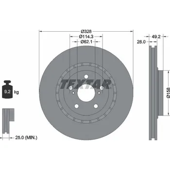 Brzdový kotouč Brzdový kotouč TEXTAR 92259405
