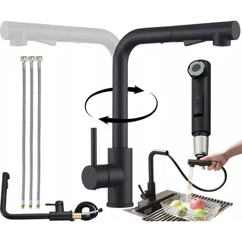 Vodovodní baterie VYTAHOVACÍ KUCHYŇSKÁ BATERIE SE 2 RŮZNÝMI TYPY PROUDU NEREZOVÁ OCEL