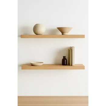 Knihovna Set dvou přírodních dřevěných policových dílů Belas (SCANDI, nástěnný, minimalistický design)