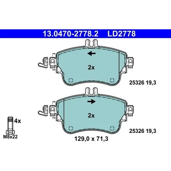 Brzdová destička Sada brzdových destiček, kotoučová brzda ATE 13.0470-2778.2
